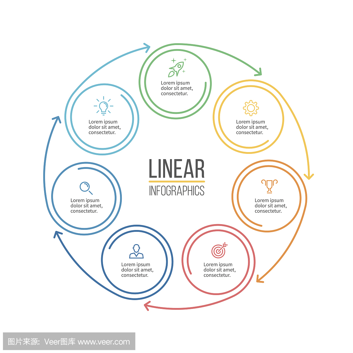 线性infographis。简约的图表,图表。矢量设计元素。